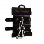 Черно-фиолетовые скругленные наручники с мягкой подкладкой - Crazy Handmade - купить с доставкой в Пушкино