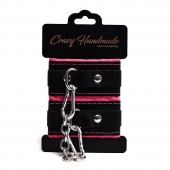 Черно-розовые скругленные наручники с мягкой подкладкой - Crazy Handmade - купить с доставкой в Пушкино