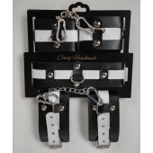 Набор фиксаторов из черной и белой натуральной кожи - Crazy Handmade - купить с доставкой в Пушкино