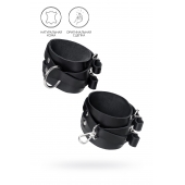 Черные кожаные оковы с двумя перекрёстными ремешками - Pecado - купить с доставкой в Пушкино