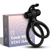 Черное эрекционное виброкольцо с подхватом мошонки Stay Hard - Boys of Toys - в Пушкино купить с доставкой