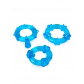 Набор из 3 синих эрекционных колец с различным рельефом - Erowoman-Eroman - в Пушкино купить с доставкой