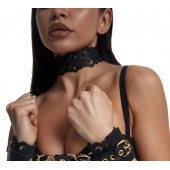 Черный ажурный чокер с золотистой фурнитурой - Crazy Handmade - купить с доставкой в Пушкино