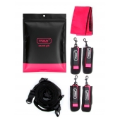 Черно-розовый эротический набор: фиксатор, оковы, наручники, повязка - Erokay - купить с доставкой в Пушкино