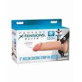 Телесный пустотелый фаллопротез 5’’ Hollow Silicone Strap-On - 14 см. - Pipedream - купить с доставкой в Пушкино