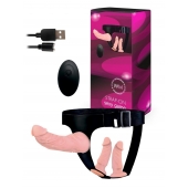 Женский страпон с 3 насадками и вибрацией - Erowoman-Eroman - купить с доставкой в Пушкино