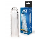 Прозрачная закрытая насадка на пенис с ребрышками - 16 см. - Sex Expert - в Пушкино купить с доставкой
