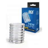 Прозрачная сквозная насадка на пенис с ребрышками - Sex Expert - в Пушкино купить с доставкой