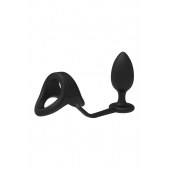 Черное эрекционное кольцо с анальной пробкой Cockstrap With Anal Plug - Dream Toys - в Пушкино купить с доставкой