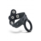 Черное эрекционное кольцо с подхватом мошонки на кнопках VS6 - Blush Novelties - в Пушкино купить с доставкой