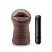 Коричневый мастурбатор-ротик Krystal Vibrating Masturbator - Blush Novelties - в Пушкино купить с доставкой