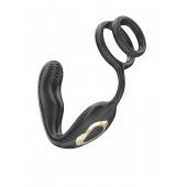 Черная анальная пробка с вращением и эрекционными кольцами - Ibiza - в Пушкино купить с доставкой