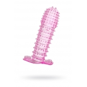 Гелевая розовая насадка с шипами - 12 см. - Toyfa Basic - в Пушкино купить с доставкой