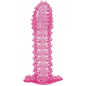 Гелевая розовая насадка с шипами - 12 см. - Toyfa Basic - в Пушкино купить с доставкой