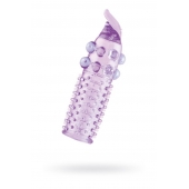 Гелевая фиолетовая насадка с шариками, шипами и усиком - 11 см. - Toyfa Basic - в Пушкино купить с доставкой