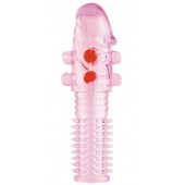 Гелевая розовая насадка с шариками и шипами - 14 см. - ToyFa - в Пушкино купить с доставкой