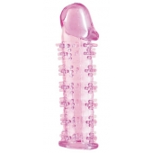 Гелевая розовая насадка на фаллос с шипами - 12 см. - Toyfa Basic - в Пушкино купить с доставкой