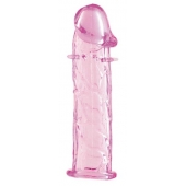 Гладкая розовая насадка с усиками под головкой - 12,5 см. - Toyfa Basic - в Пушкино купить с доставкой