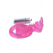 Розовая вибронасадка со стимулятор клитора   Язычок - Toyfa Basic - в Пушкино купить с доставкой