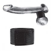Чёрная утяжка на мошонку 1  Velcro Ball Stretcher - BlueLine - купить с доставкой в Пушкино