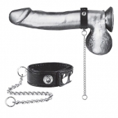 Утяжка на пенис с поводком Snap Cock Ring With 12  Leash - BlueLine - купить с доставкой в Пушкино
