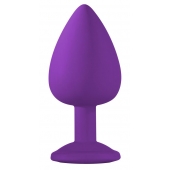 Большая фиолетовая анальная пробка Emotions Cutie Large с голубым кристаллом - 10 см. - Lola Games - купить с доставкой в Пушкино