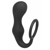 Чёрное эрекционное кольцо с анальной пробкой Double Pleasure Anal Plug - Lola Games - в Пушкино купить с доставкой