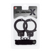 Чёрные наручники из листового металла в комплекте с веревкой BONDX METAL CUFFS LOVE ROPE SET - Dream Toys - купить с доставкой в Пушкино