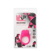 Розовое эрекционное кольцо с щеточкой LIT-UP SILICONE STIMU RING 5 - Dream Toys - в Пушкино купить с доставкой