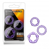 Набор из 3 фиолетовых эрекционных колец Stay Hard Beaded Cockrings - Blush Novelties - в Пушкино купить с доставкой