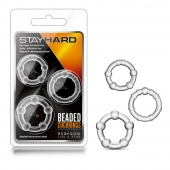 Набор из 3 прозрачных эрекционных колец Stay Hard Beaded Cockrings - Blush Novelties - в Пушкино купить с доставкой