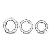 Набор из 3 прозрачных эрекционных колец Stay Hard Beaded Cockrings - Blush Novelties - в Пушкино купить с доставкой
