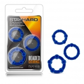 Набор из 3 синих эрекционных колец Stay Hard Beaded Cockrings - Blush Novelties - в Пушкино купить с доставкой