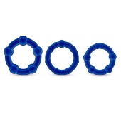 Набор из 3 синих эрекционных колец Stay Hard Beaded Cockrings - Blush Novelties - в Пушкино купить с доставкой