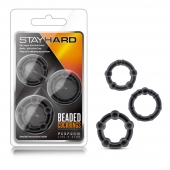 Набор из 3 чёрных эрекционных колец Stay Hard Beaded Cockrings - Blush Novelties - в Пушкино купить с доставкой