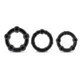 Набор из 3 чёрных эрекционных колец Stay Hard Beaded Cockrings - Blush Novelties - в Пушкино купить с доставкой