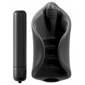 Чёрный мастурбатор Vibrating Silicone Stimulator с вибрацией - Pipedream - в Пушкино купить с доставкой