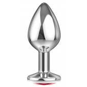 Большая серебристая анальная пробка Diamond Red Sparkle Large с красным кристаллом - 8 см. - Lola Games - купить с доставкой в Пушкино