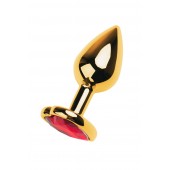 Золотистая анальная пробка с кристаллом-сердцем - 7,5 см. - ToyFa - купить с доставкой в Пушкино