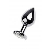 Серебристая анальная пробка с прозрачным кристаллом-сердцем - 8 см. - ToyFa - купить с доставкой в Пушкино