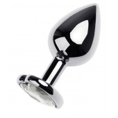 Серебристая анальная пробка с прозрачным кристаллом-сердцем - 8 см. - ToyFa - купить с доставкой в Пушкино