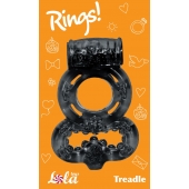 Чёрное эрекционное кольцо Rings Treadle с подхватом - Lola Games - в Пушкино купить с доставкой
