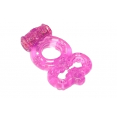 Розовое эрекционное кольцо Rings Treadle с подхватом - Lola Games - в Пушкино купить с доставкой