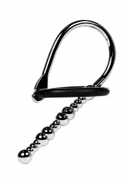 Серебристый уретральный плаг-бусины TOYFA Metal с мягким фиксириющим кольцом - ToyFa - купить с доставкой в Пушкино