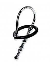 Серебристый уретральный плаг-бусины TOYFA Metal с мягким фиксириющим кольцом - ToyFa - купить с доставкой в Пушкино