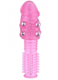 Стимулирующая розовая насадка с шишечками и шипами - 13,5 см. - Toyfa Basic - в Пушкино купить с доставкой
