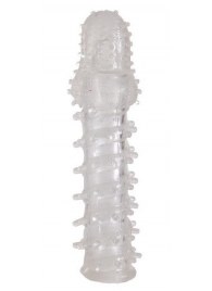 Прозрачная, закрытая насадка с шипами и точками - 13,5 см. - Toyfa Basic - в Пушкино купить с доставкой
