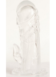 Прозрачная гелевая насадка с клиторальным отростком - 13 см. - Toyfa Basic - в Пушкино купить с доставкой