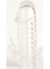 Гелевая прозрачная насадка с 2 отростками - 13 см. - Toyfa Basic - в Пушкино купить с доставкой