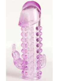 Закрытая фиолетовая насадка с 2 отростками - 13 см. - Toyfa Basic - в Пушкино купить с доставкой